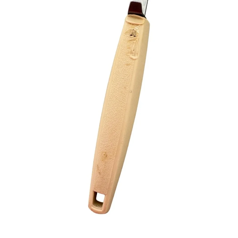 Vintage EKCO USA Slotted Spatula Turner Stainless Steel Tan Plastic Handle MCM
